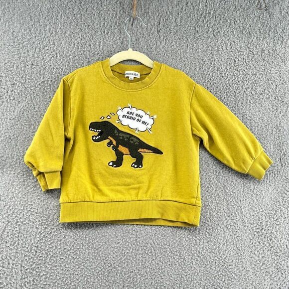 Shoo la Rue Kids 4T Crew Sweatshirt Dinosaur Mustard Yellow - Picture 8 of 10